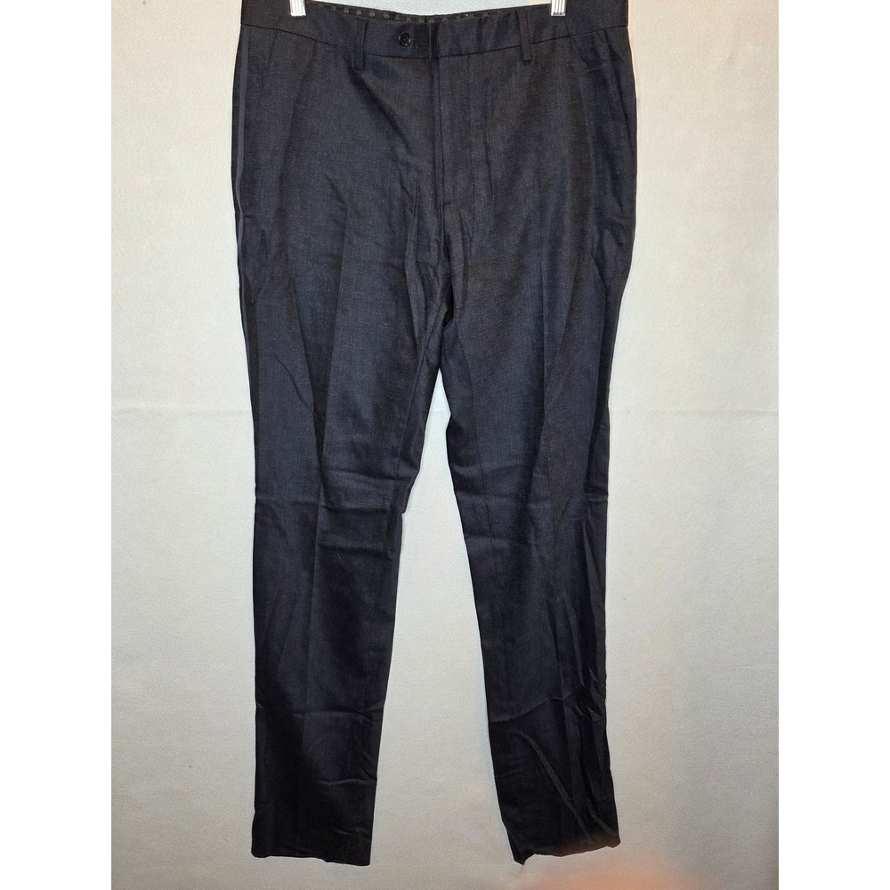 Valentino Mens Virgin Wool Dress Pants Charcoal Gray Flat Front QV1766932L 35x31